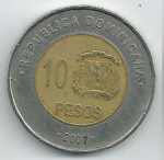 10 песо 2007 г. Доминиканская республика(7) -527 - аверс