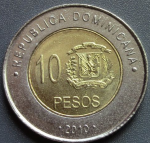 10 песо 2010 г. Доминиканская республика(7) -527 - аверс