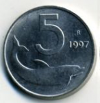 5 лир 1997 г. Италия(10) - 8880 - аверс