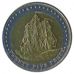 25 пенсов 2008 г. Тристан-да-Кунья(22) -4381: - аверс