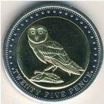 25 пенсов 2009 г. Тристан-да-Кунья(22) -4381: - аверс