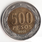500 песо 2008 г. Чили(25) - 236 - аверс