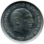 5 песет 1957 г. Испания(10) -12911 - реверс