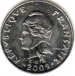20 франков 2009 г. Новая Каледония(16) - 990 - реверс