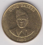 5 заир 1987 г. ДР  Конго (8) - 10694 - реверс