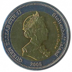 25 пенсов 2008 г. Тристан-да-Кунья(22) -4381: - реверс