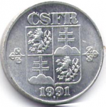 10 гелеров 1991 г. Чехия(25) - 5695 - реверс