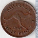 1/2 пенни 1949 г. Австралия (1) - 5599 - аверс