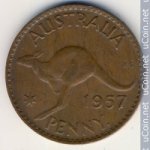 1 пени 1957 г. Австралия (1) - 5599 - аверс