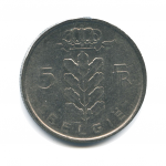 5 франков 1978 г. Бельгия(3) - 15089 - аверс