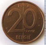 20 франков 1994 г. Бельгия(3) - 15089 - реверс