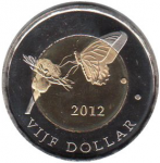 5 долларов 2012 г. Бонэйра(3) - 700 - реверс