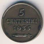 5 чентезимо 1935 г. Сан-Марино(19) -60744 - аверс