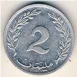 2 миллима 1960 г. Тунис(22) - 116 - аверс