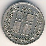 25 эйре 1962 г. Исландия(10) - 1061 - реверс