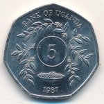5 шиллингов 1987 г. Уганда(23) - 2532 - аверс