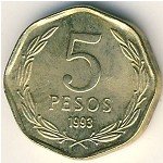5 песо 1998 г. Чили(25) - 236 - аверс