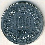 100 песо 1989 г. Уругвай(23) -562 - аверс