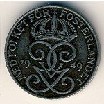 1эре 1947 г. Швеция(31) - 5354 - реверс