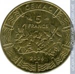 5 франков 2006 г. Центрально-африканская республика (25) - 168 - реверс