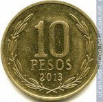 10 песо 2014 г. Чили(25) - 236 - аверс
