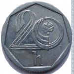 20 гелеров 1993 г. Чехия(25) - 5695 - реверс