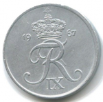 1 эре 1967 г. Дания(28) -4173 - реверс