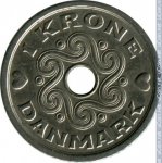 1 крона 1992 г. Дания(28) -4173 - реверс