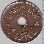 1 эре 1932 г. Дания(28) -4173 - аверс