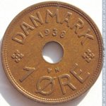 1 эре 1938 г. Дания(28) -4173 - реверс