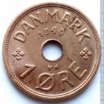 1 эре 1940 г. Дания(28) -4173 - реверс