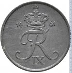 1 эре 1961 г. Дания(28) -4173 - аверс