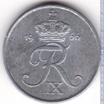1 эре 1966 г. Дания(28) -4173 - аверс