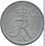 1 эре 1969 г. Дания(28) -4173 - аверс