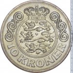 10 крон 1989 г. Дания(28) -4173 - реверс