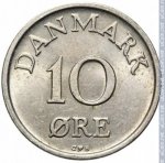 10 эре 1957 г. Дания(28) -4173 - реверс