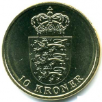 10 крон 2011 г. Дания(28) -4173 - аверс