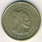 20 крон 2001 г. Дания(28) -4173 - реверс