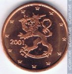 1 цент 2001 г. Финляндия(24) -16437 - реверс