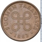5 пенни 1963 г. Финляндия(24) -16437 - аверс