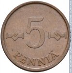 5 пенни 1963 г. Финляндия(24) -16437 - реверс