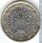 1 евро 2001 г. Франция(24)-  39539 - реверс