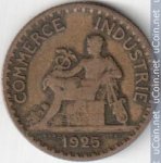 1 франк 1925 г. Франция(24)-  39539 - реверс