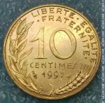 10 сентим 1997 г. Франция(24)-  39539 - реверс