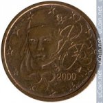 2 цента 2000 г. Франция(24)-  39539 - реверс