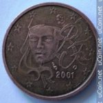 2 цента 2001 г. Франция(24)-  39539 - реверс