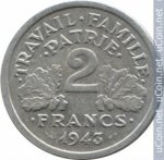 2 франка 1943 г. Франция(24)-  39539 - аверс