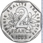 2 франка 1993 г. Франция(24)-  39539 - реверс