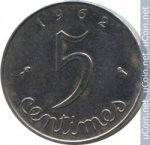 5 сантимов 1962 г. Франция(24)-  39539 - аверс