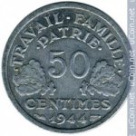50 сантимов 1944 г. Франция(24)-  39539 - аверс